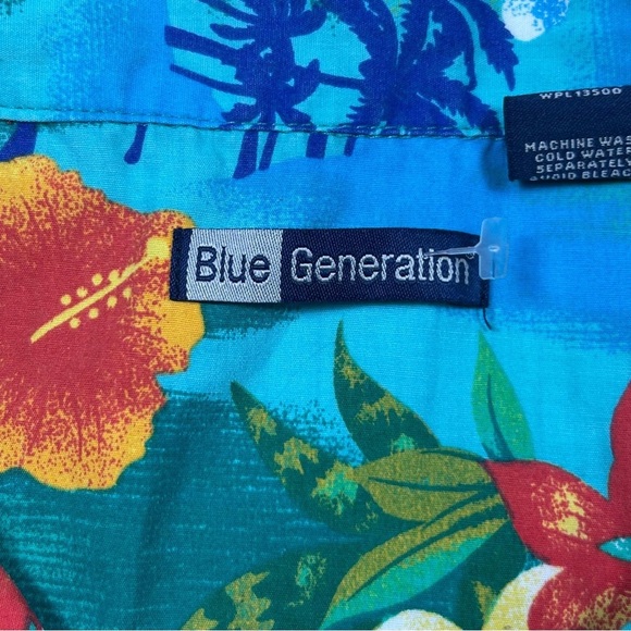 Blue Generation Tropical Breeze Men's Floral Shirt Size L - Picture 4 of 10